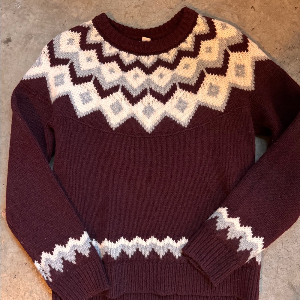 L.L. Bean Burgundy and White Sweater